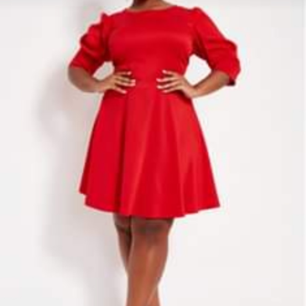 Red short skater dress